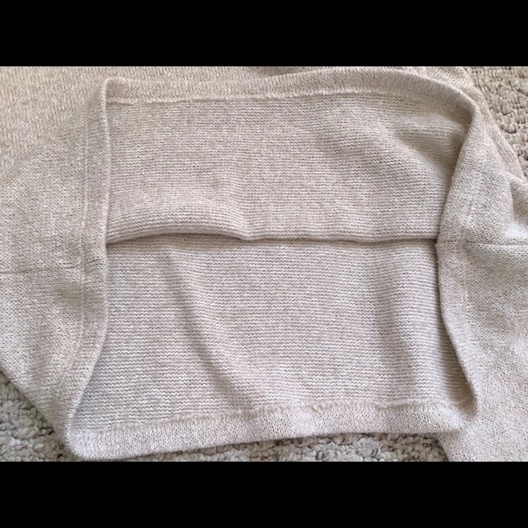 Zara Crop Cream Knit Wide Arm Crew Neck Sweater Medium - Picture 4 of 7